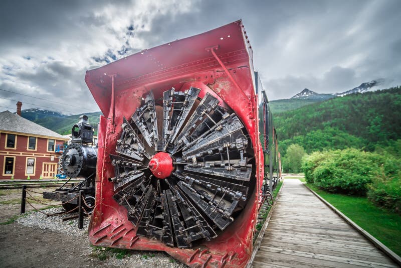 Old snow plow museum train locomotive in skagway alaska