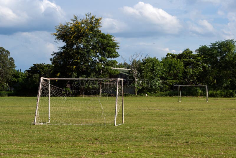 Old soccer goal stock image. Image of open, grass, game 33339441