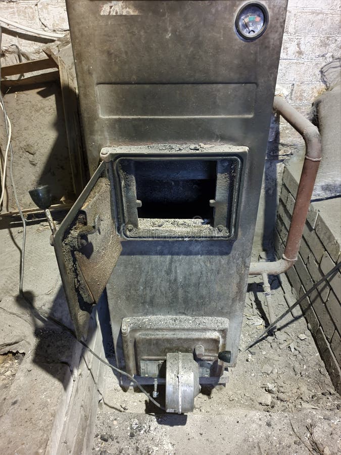 Old Solidfuel Coal Boiler for Home Heating Stock Image Image of