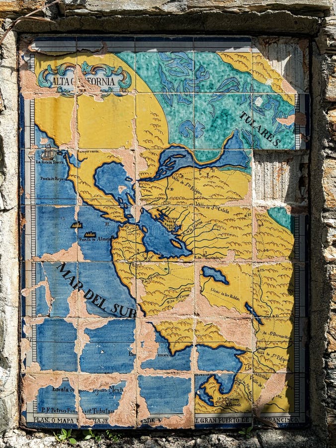 Old Spanish Map of California Stock Image Image of event, california