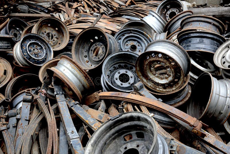 Old spare parts of the cars and trucks waiting to be recycled.