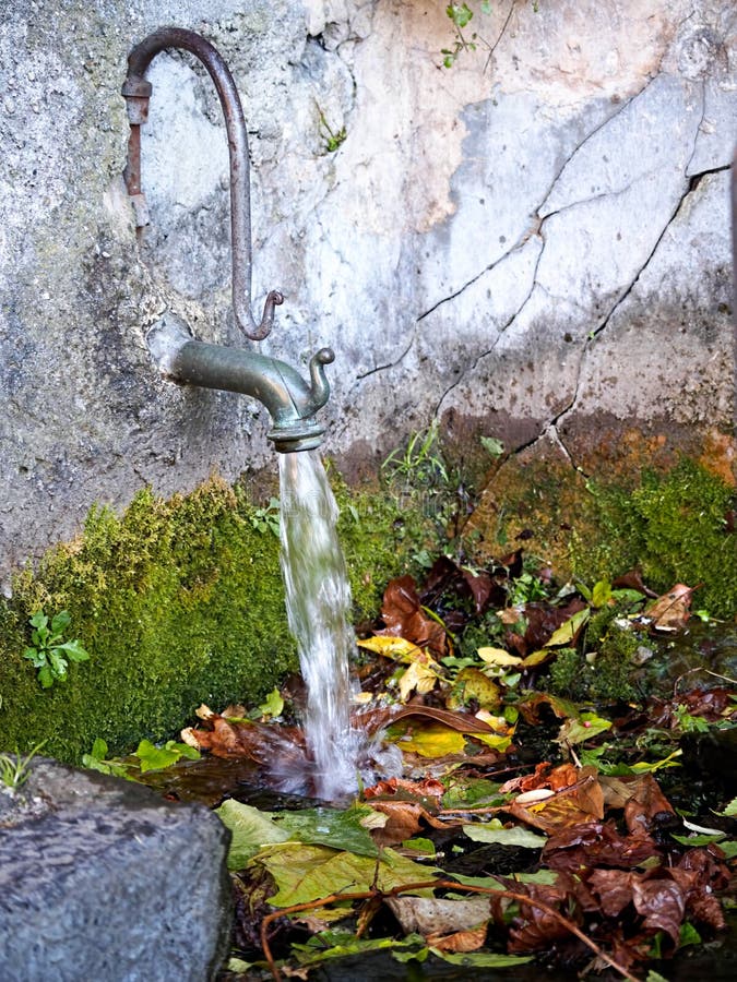 Old Standpipe with a Water Jet Stock Image Image of running, wall