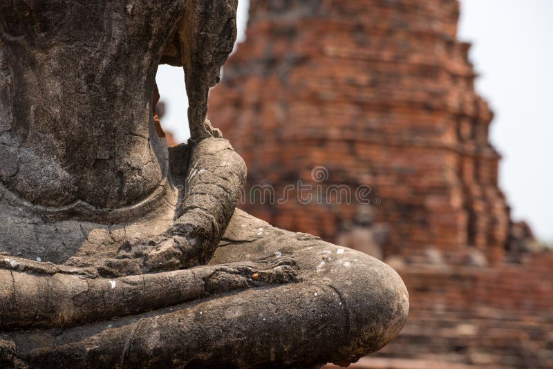Old statue of buddha mediating, Ayutthaya