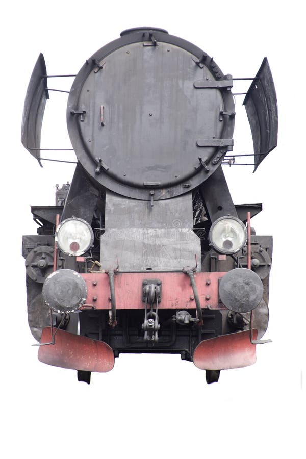 Old steam engine on white background