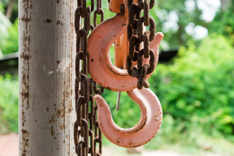 Old Chain Hoist stock image. Image of lift, brown, hook 4491343