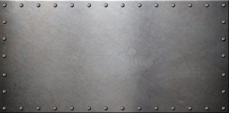 Old steel metal plate with rivets