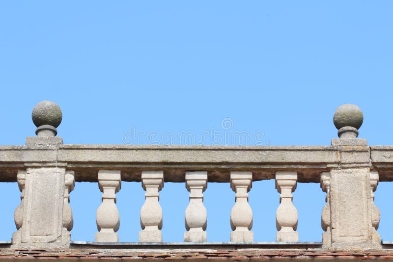Old stone balustrade with blue sky