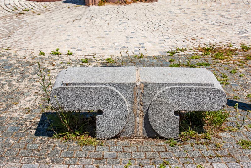 An old stone bench in the Nitrograd castle in the city of Nitra in Slovakia