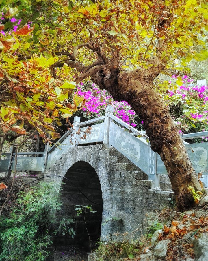 stone arch bridge fall