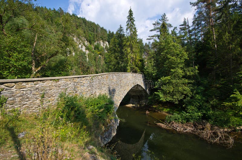 Old stone bridge over the Hornad river, Slovakia Paradise