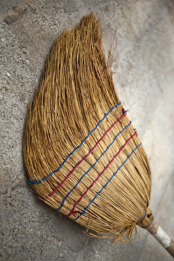 Old straw broom stock image. Image of cleaning, concrete 73980955