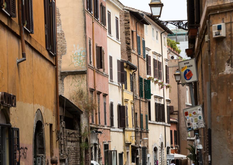 Old Street in Trastevere in Rome Editorial Photography Image of