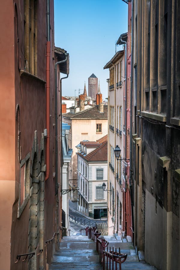 Old streets of Lyon city stock image. Image of arch, pebble - 36747185