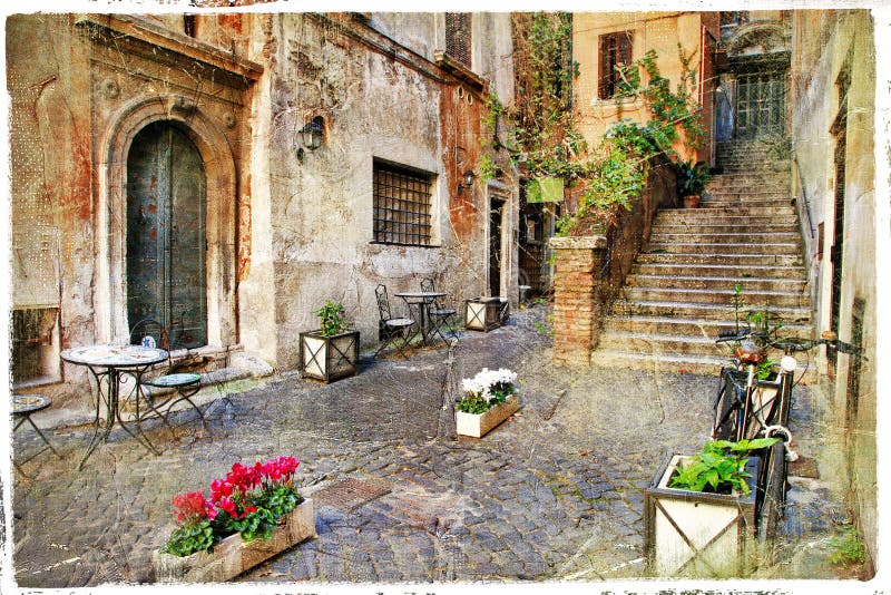 Ilustrado viejo calles de, Roma.