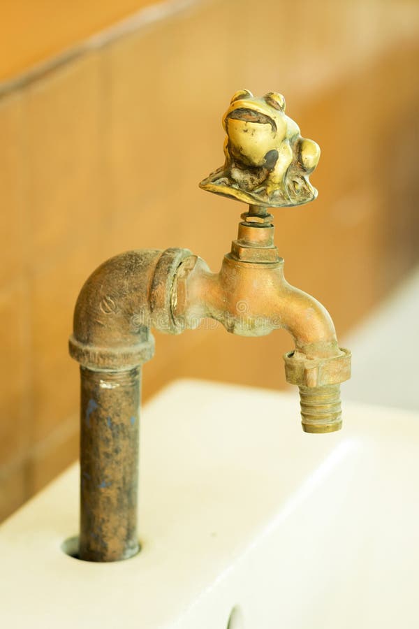 Old Style Faucet Brass Frog Stock Photo Image of toilet, detail