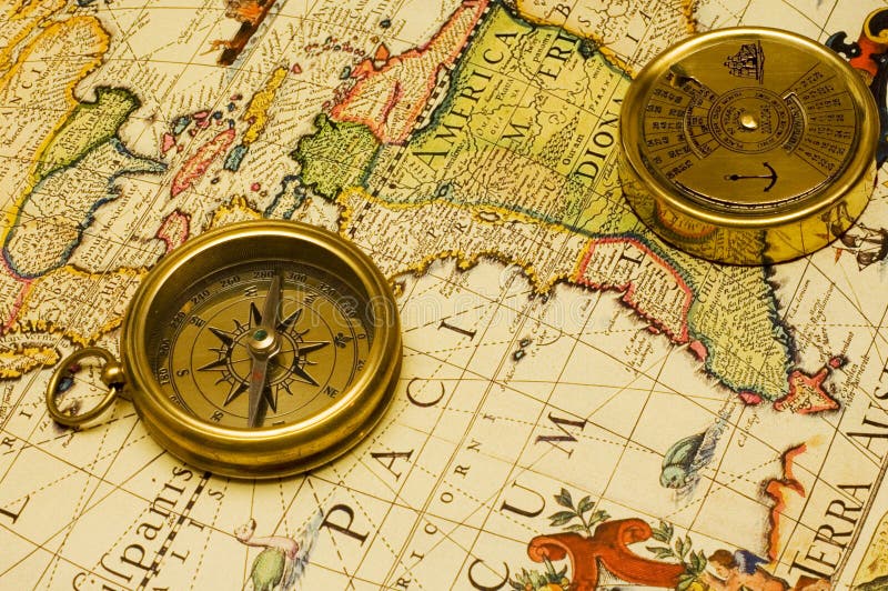 Compass And Chess On Old Map Stock Photo, Picture and Royalty Free Image.  Image 41531877.