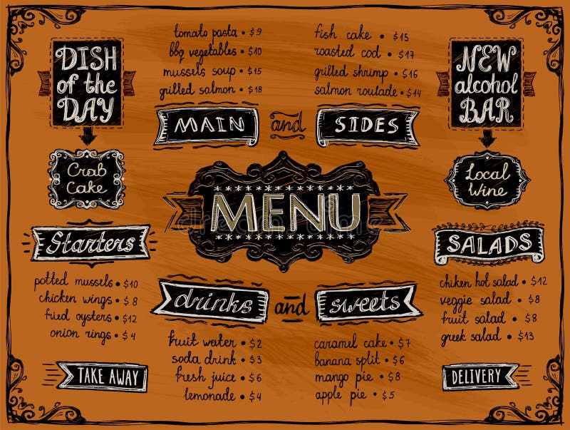 Old style menu list vector template royalty free illustration