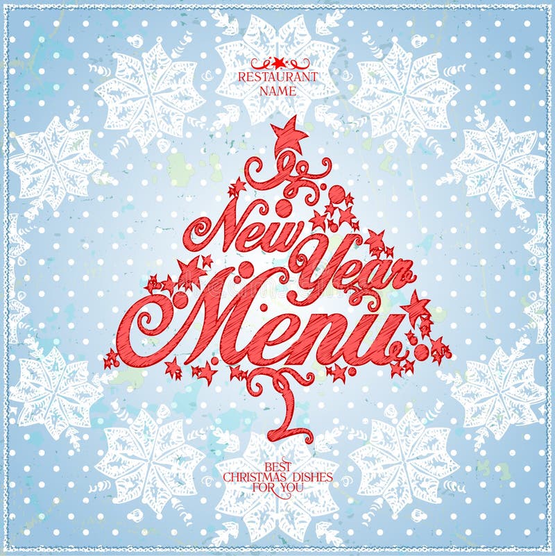 Old style New Year menu card vector design concept