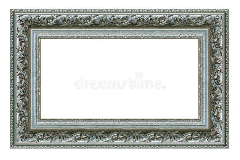 Old Style Silver Frame Isolated on a White Background Stock Image