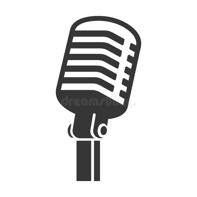 Old Style Vintage Microphone Icon on White Background. Vector