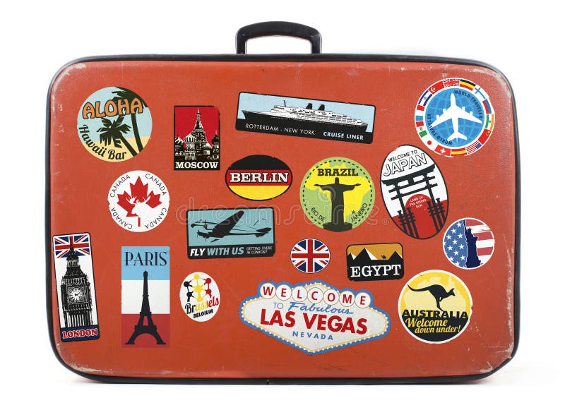 Yellow Vintage Travel Suitcase Stock Photo - Download Image Now - Suitcase,  Sticker, Travel - iStock