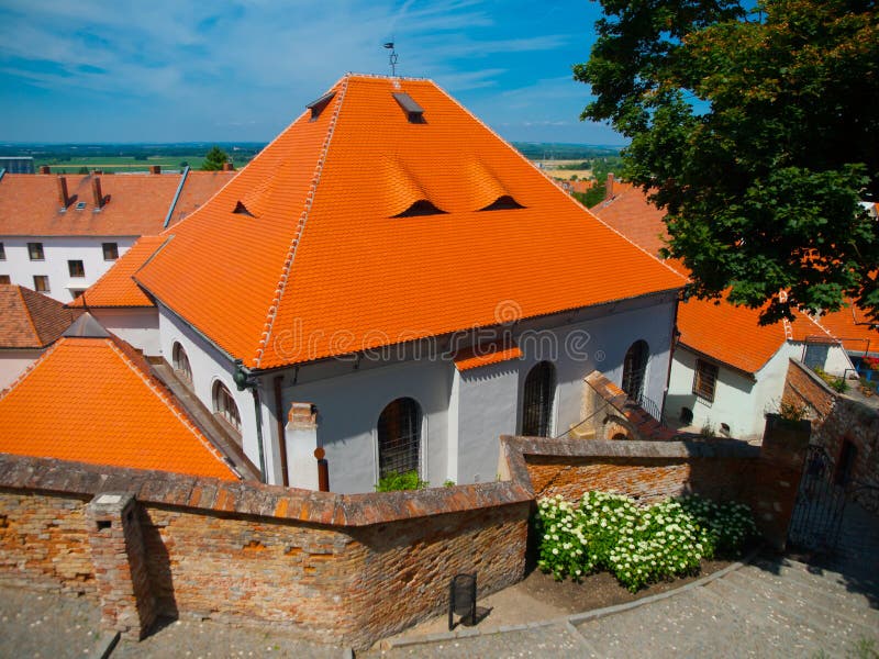 Old Synagogue in Mikulov stock images
