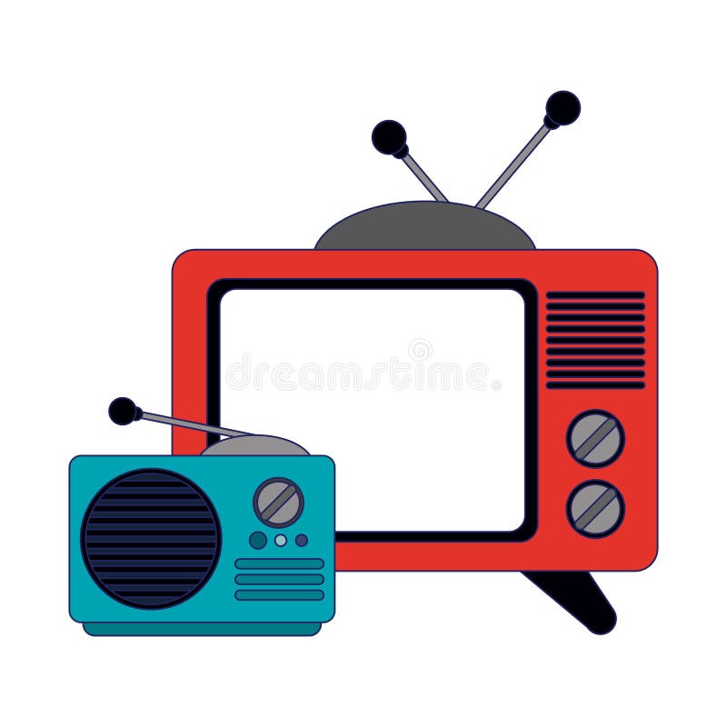Old Television and Radio Cartoons Stock Vector - Illustration of analog,  electric: 139190748