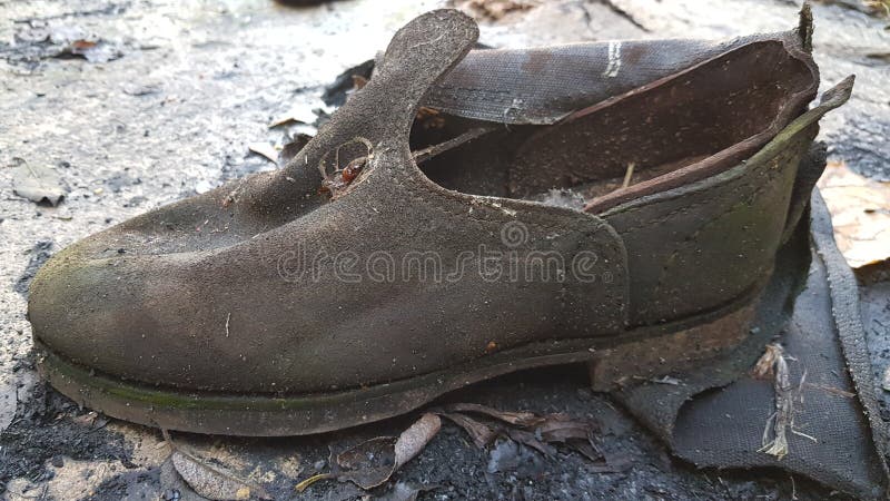 Old Worn Discarded Leather Boot Stock Photo - Image of dirty, boot ...