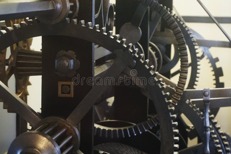 Old tower clock machine stock image. Image of retro 127099367