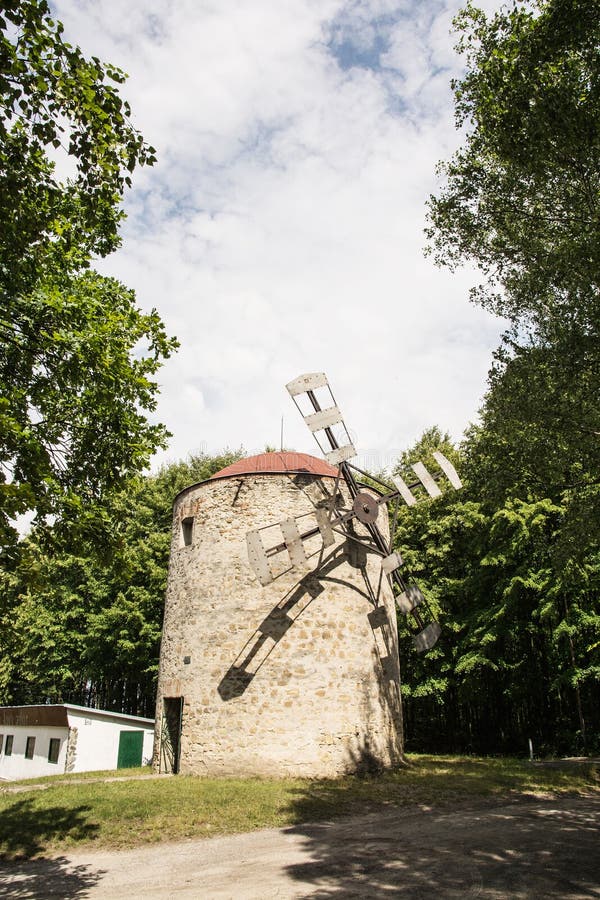 Old tower windmill in Holic, Slovakia, vertical composition