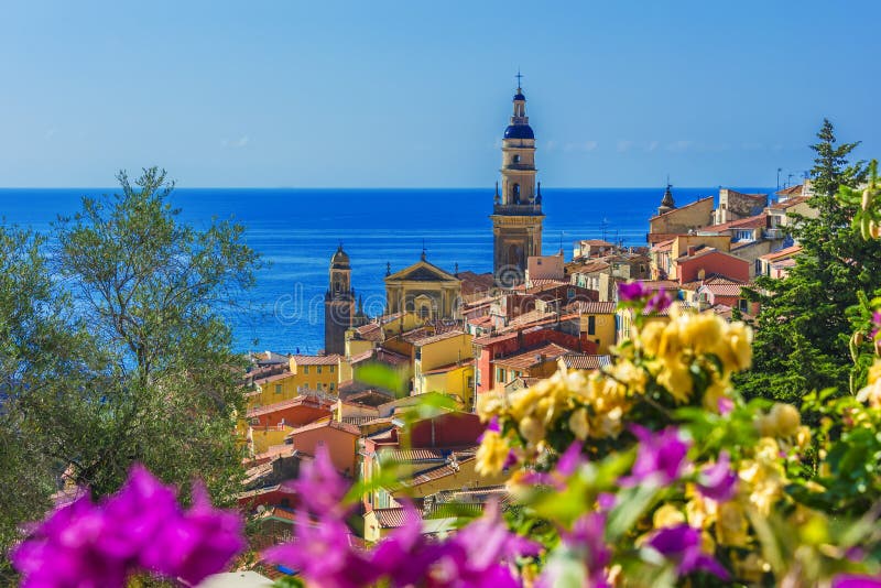 Old Town Architecture of Menton on French Riviera Stock Image - Image ...