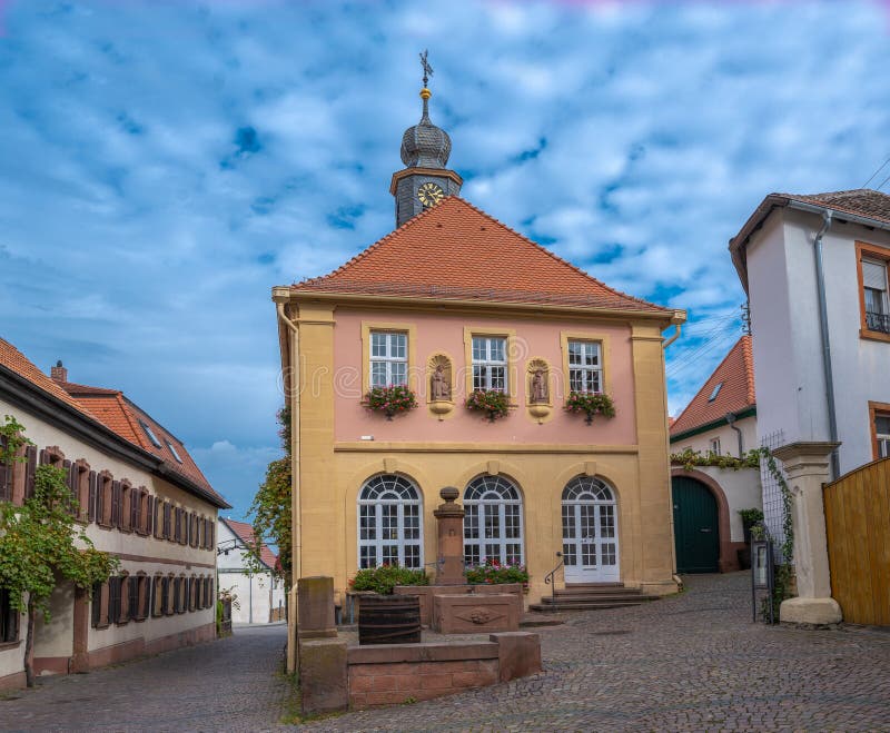 Old town hall in Hambach, Neustadt an der Weinstrasse, Rhineland-Palatinate, Germany. Old town hall in Hambach, Neustadt an der Weinstrasse, Rhineland-Palatinate, Germany