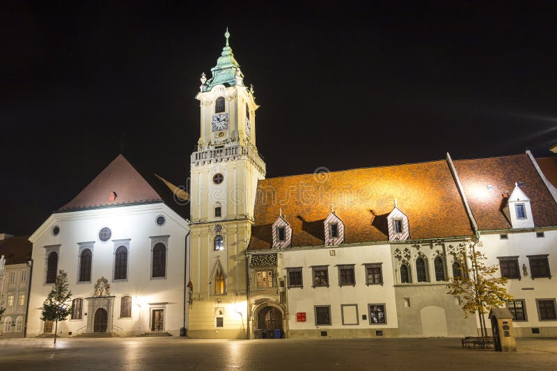 Old town hall on the main square of Bratislava, Slovakia royalty free stock photography Old town hall on the main square of Bratislava, Slovakia royalty free stock photography