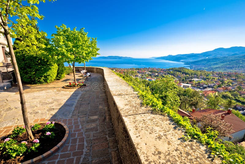 Old town Kastav and Kvarner bay view