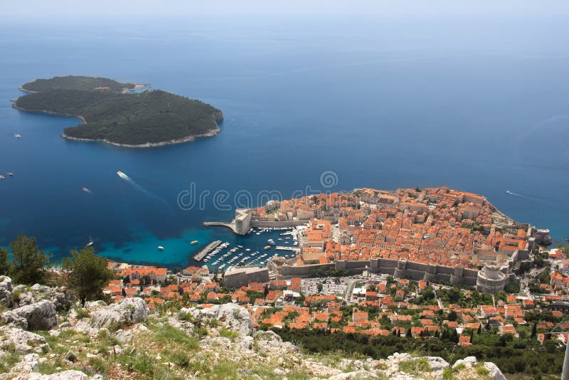 Old town and Lokrum island. Dubrovnik. Croatia
