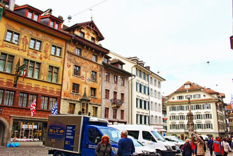 Old Town Square Lucerne Switzerland Editorial Stock Photo - Image of ...