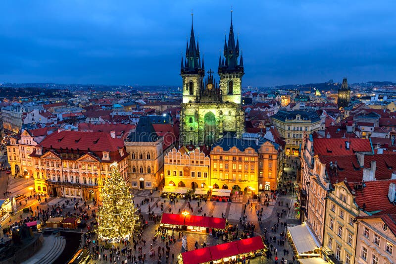Old Town Square In Prague At Christmas Time. Editorial ...