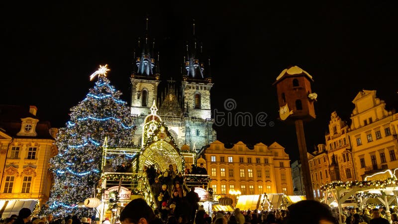The Old Town Square in Prague at christmas time with market