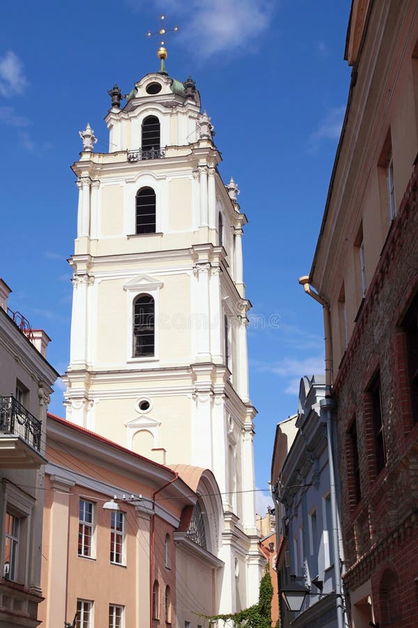 Old Town streets and St John s Church in Vilnius University, Vil