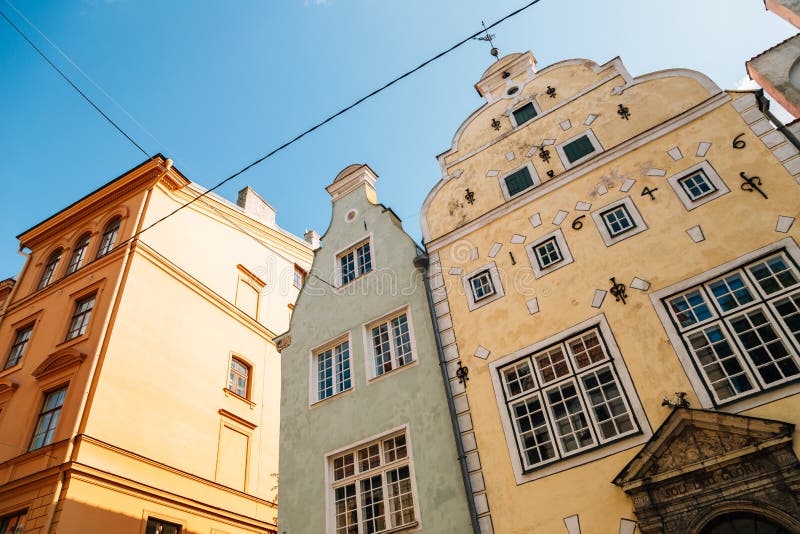Old town Three Brothers Building, Riga, Lettland stockfotografie Old town Three Brothers Building, Riga, Lettland stockfotografie