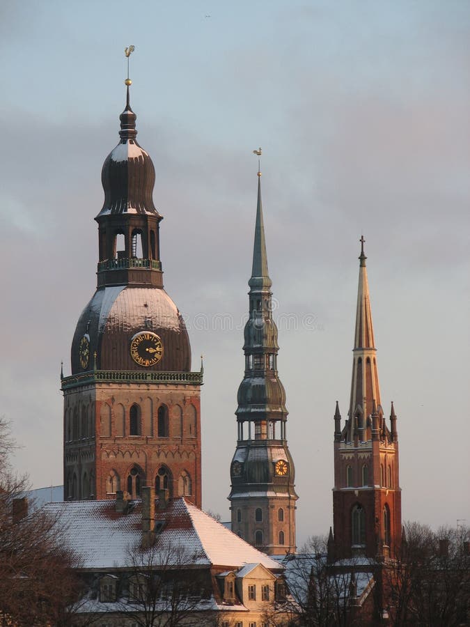 Old town towers - Riga Latvia royalty free stock photography Old town towers - Riga Latvia royalty free stock photography
