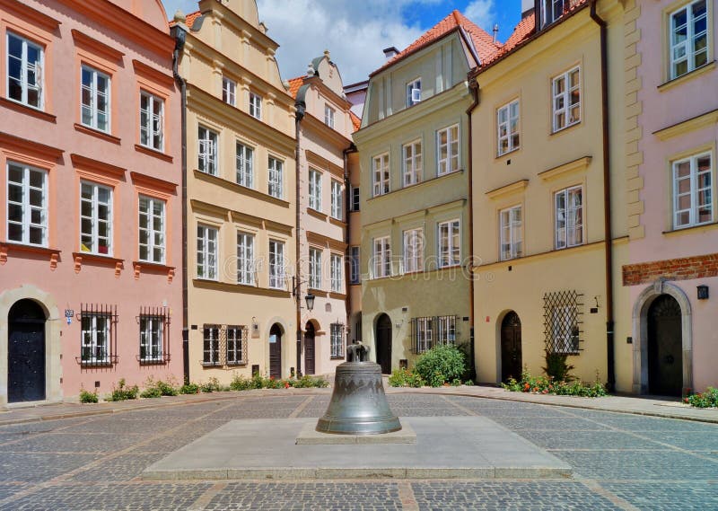 Old town Warsaw - old cracked bell from the cathedral now in a town square