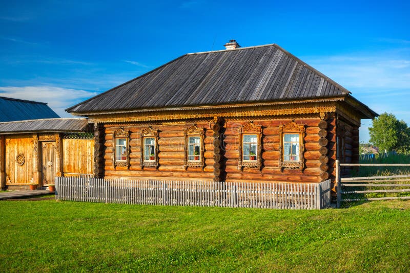 Old Traditional Rural Russian Wooden House 19th Century Editorial
