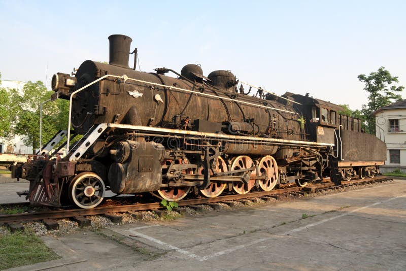 Old train on display at the steel factory