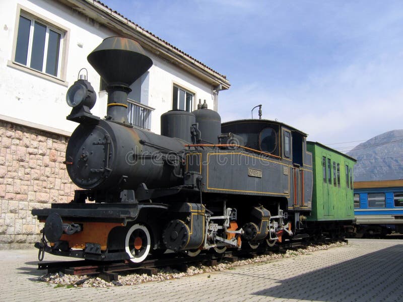 Old train at the station, the oldest train in Montenegro