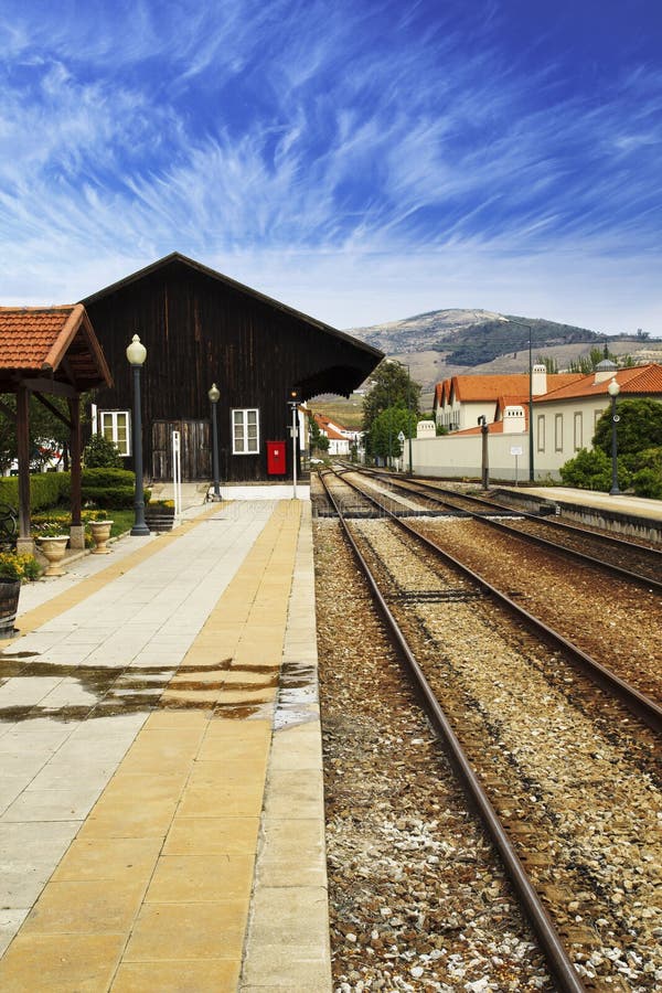 Old train station and blue sky