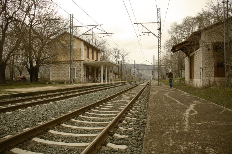 View of an old train station in Greece