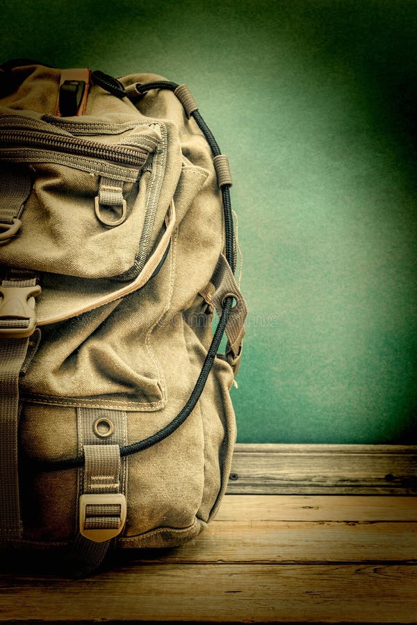 Old travel backpack stock image. Image of wood, traveling 145547769