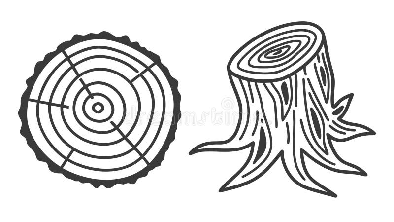 A simple vector illustration of an old tree stump, symbolizing nature's resilience and forest landscapes. This graphic is ideal for environmental protection, outdoor themes, lumber industries, or designs conveying natural beauty and aging, vector design Generative AI. Old tree stump sketch vectors