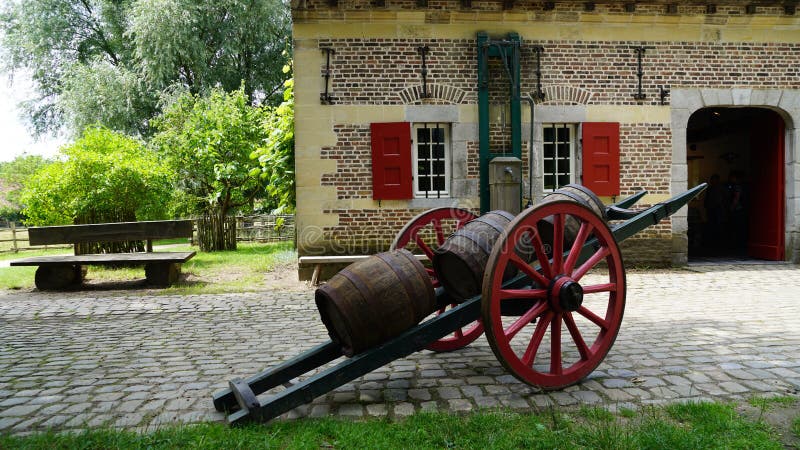 Old trolley with barrels